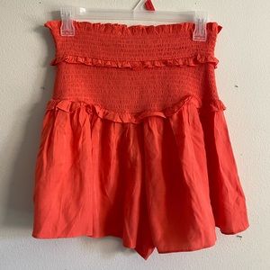 Coral flirty high waist smocked waist shorts